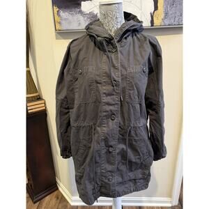 American Eagle Oversized Military Cargo Utility Hooded Cinched Waist Jacket Med